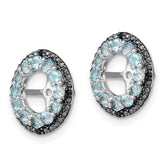 Sterling Silver 925 Earring Jackets with Swiss Blue Topaz & Black Sapphire Elegant Birthstone Style